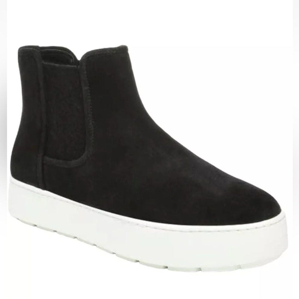 Vince Warren Water Resistant Shearling Lined Sneaker‎ Boot in Black Size 8.5 M